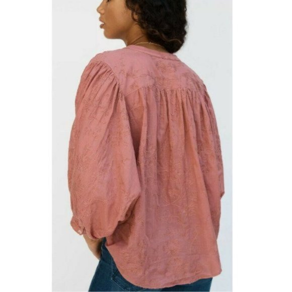 Anthropologie Tavi Buttondown Pink Billowy Top - Picture 2 of 4
